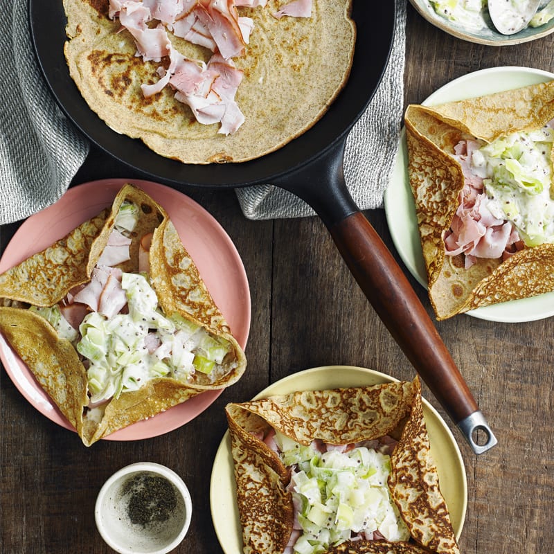Photo of Wholewheat pancakes with creamy leeks & ham by WW