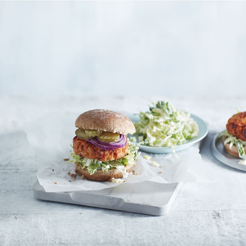 Photo of Turkey burgers with blue cheese slaw by WW