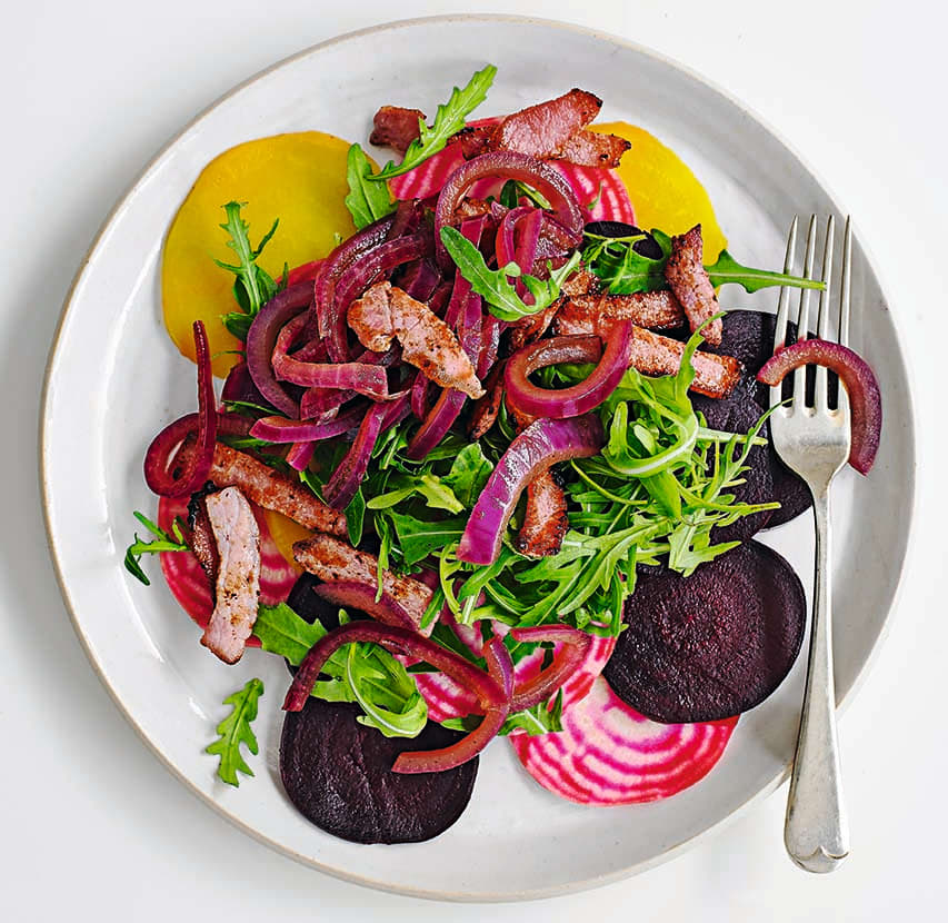 Photo of Mixed beetroot salad with rocket, bacon and red onion by WW