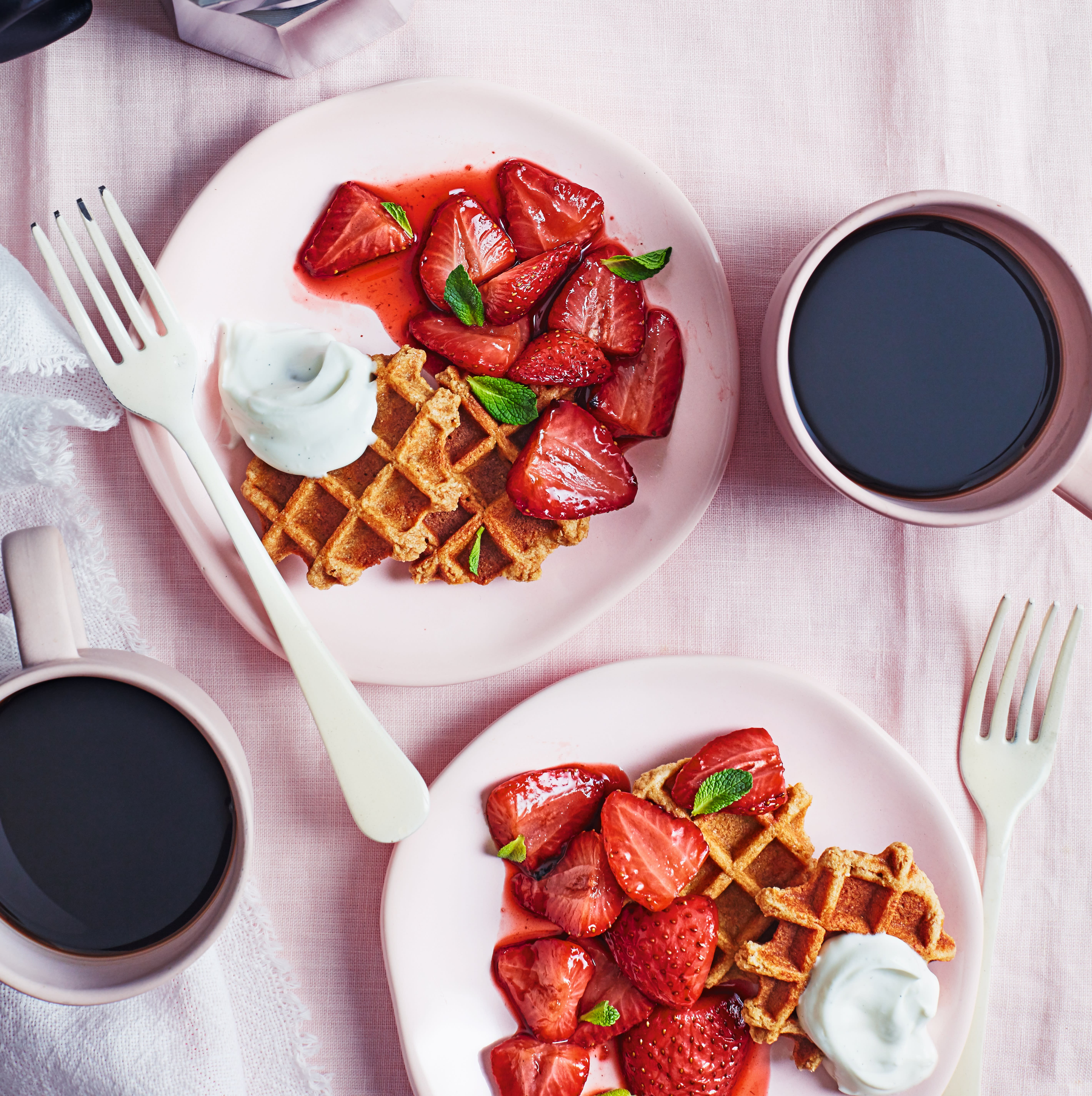 Photo of Baked balsamic strawberries with waffles by WW
