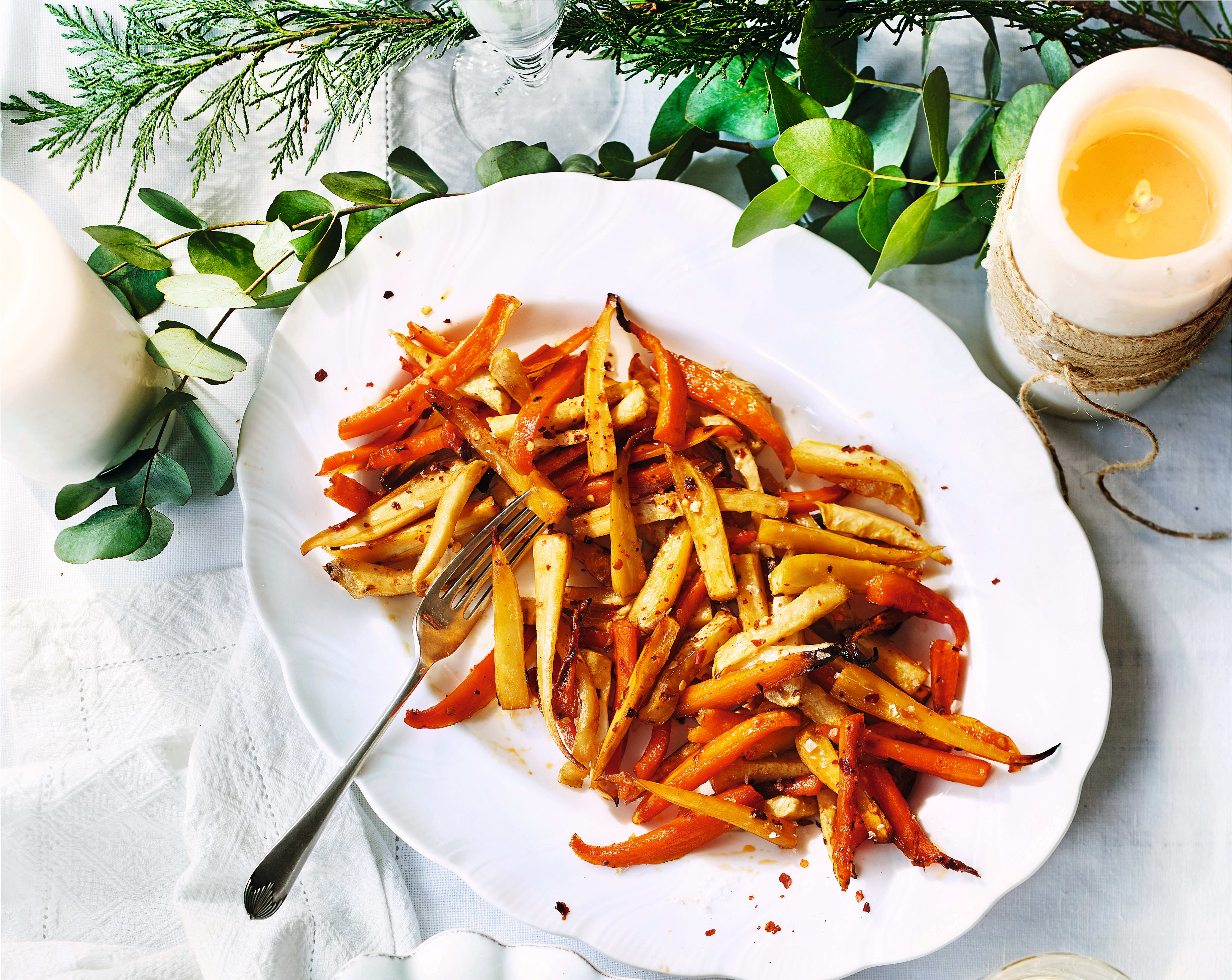 Photo of Maple & chilli-spiced roasted root vegetables by WW
