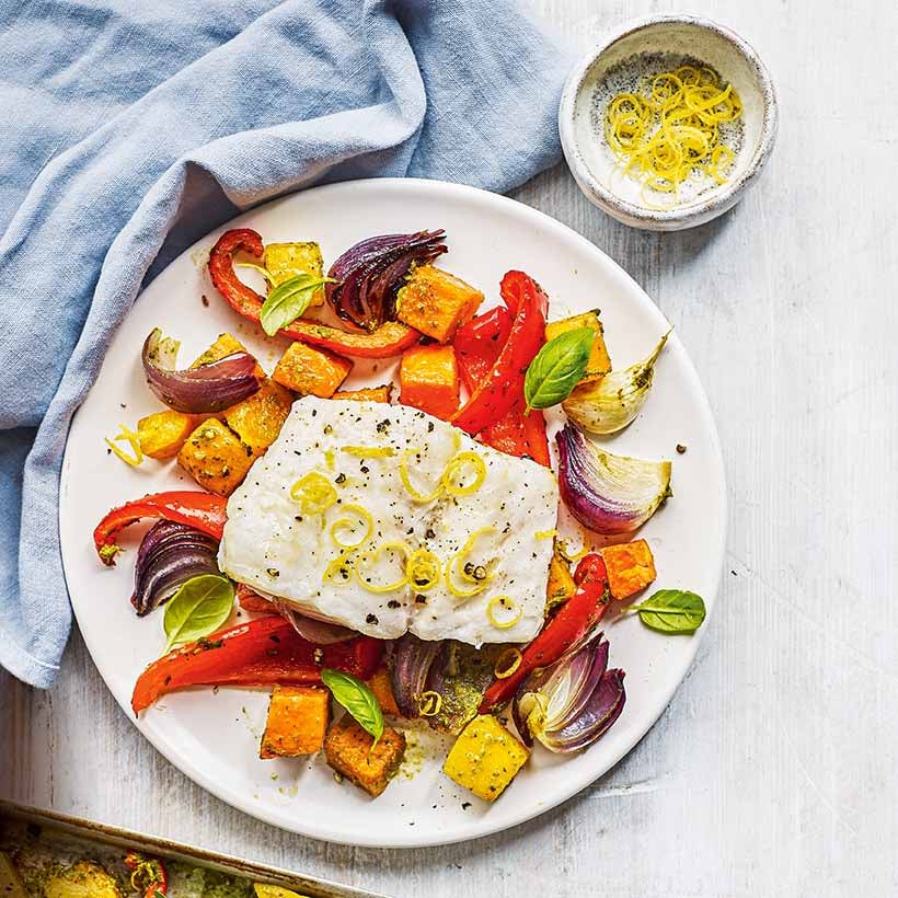 Photo of Cod with pesto roasted vegetables by WW
