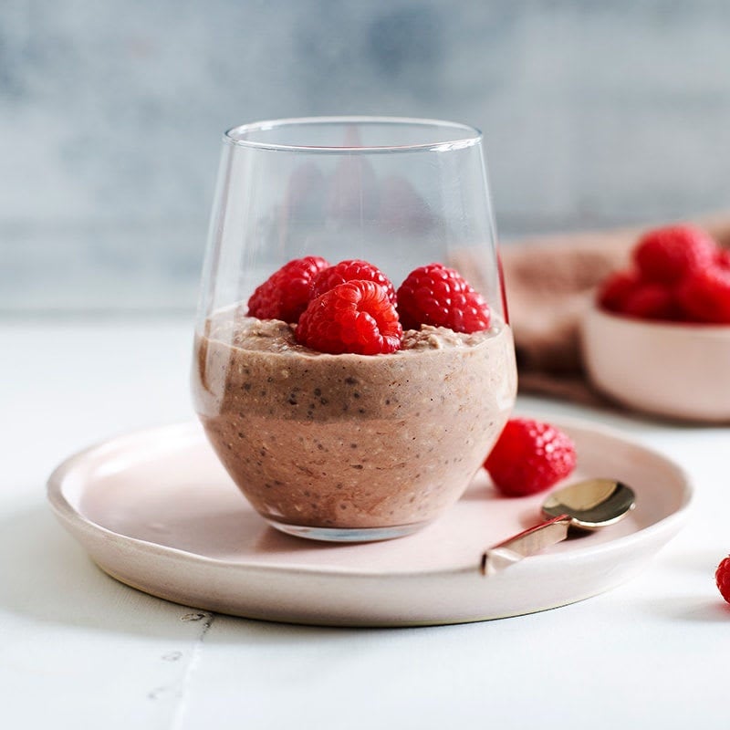 Photo of Peanut-choc overnight oats with raspberries by WW