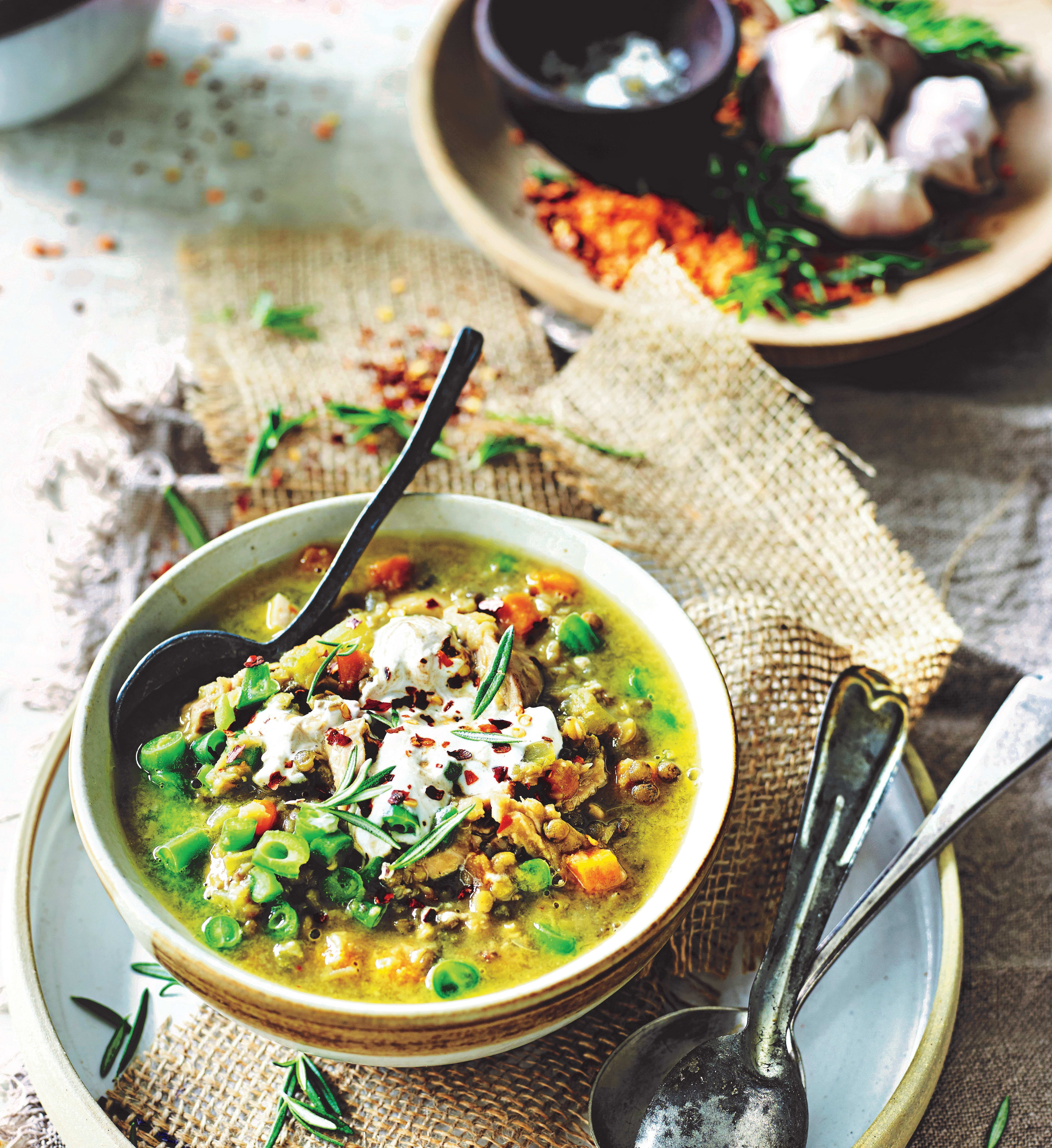Photo of Chicken & lentil soup with spiced yogurt by WW