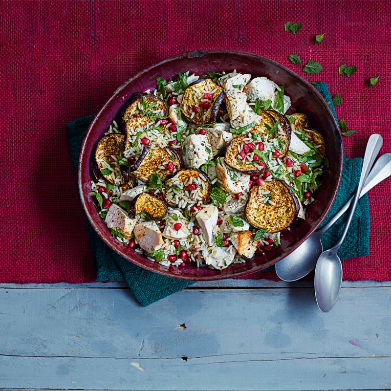 Photo of North African-style warm rice salad with spicy roasted aubergine by WW