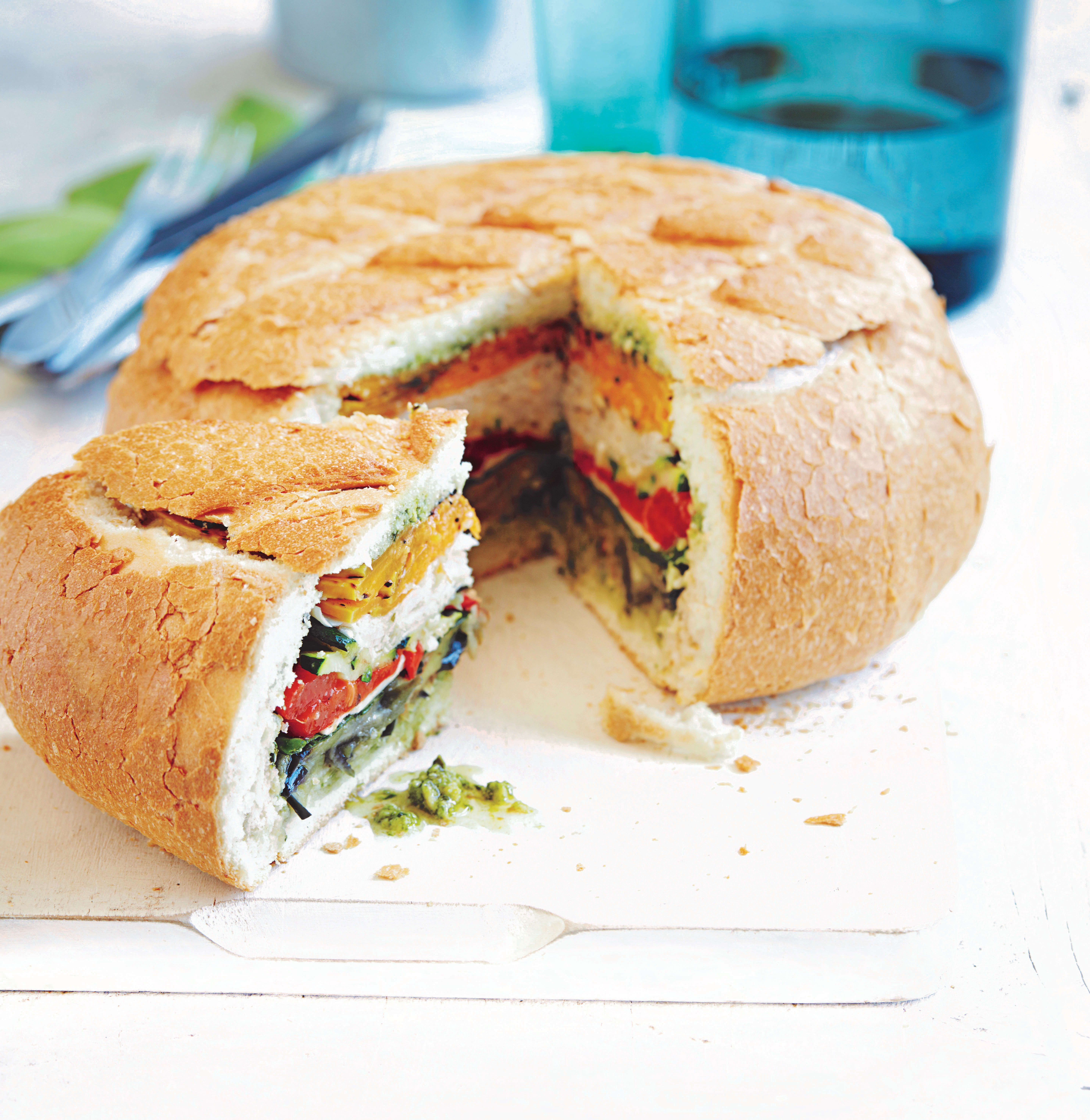 Photo of Turkey, pesto & grilled vegetable picnic loaf by WW