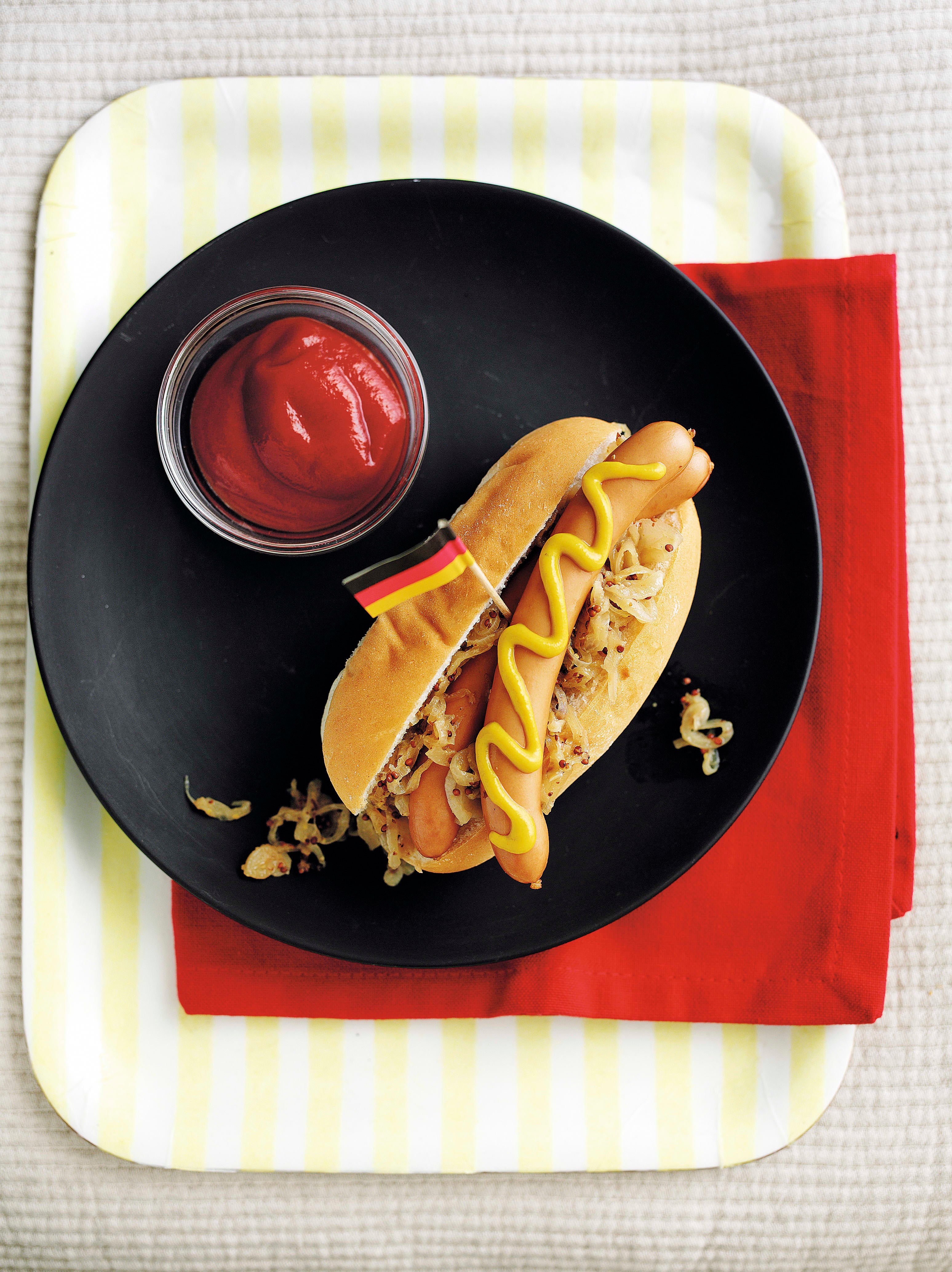 Photo of German hot dogs with sauerkraut & onions by WW