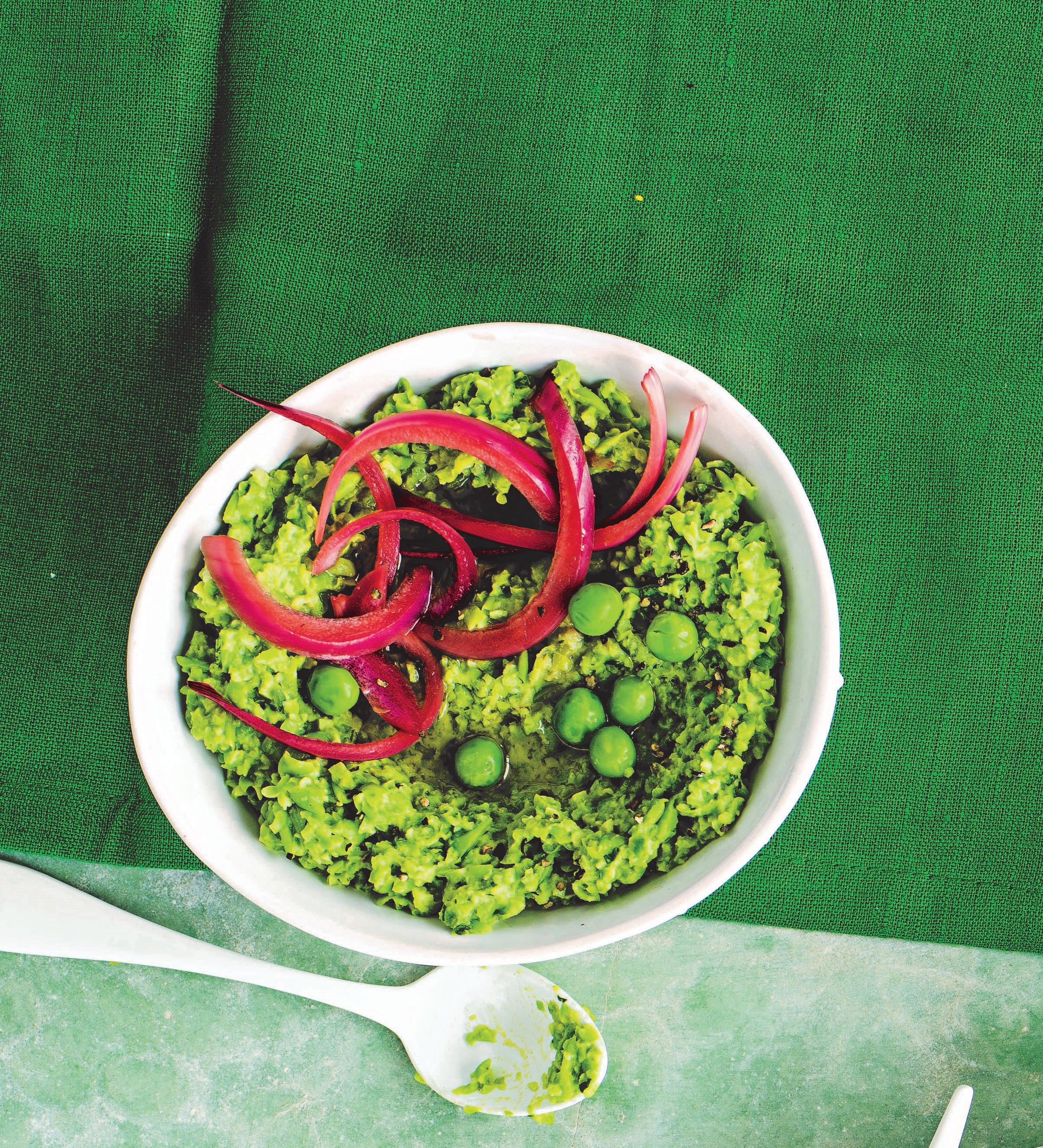 Photo of Pea houmous with pickled red onions by WW