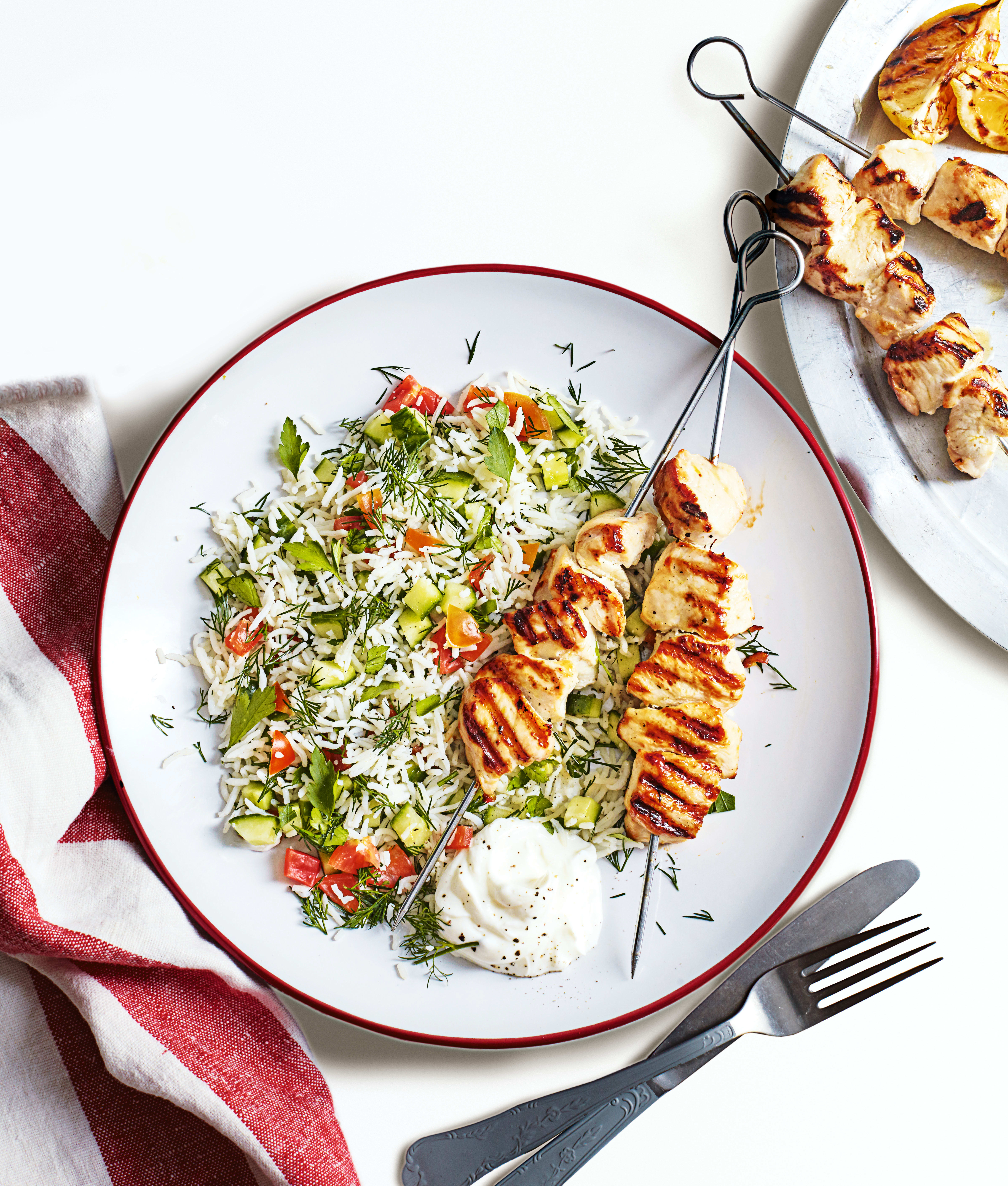 Photo of Zesty chicken skewers with rice salad by WW