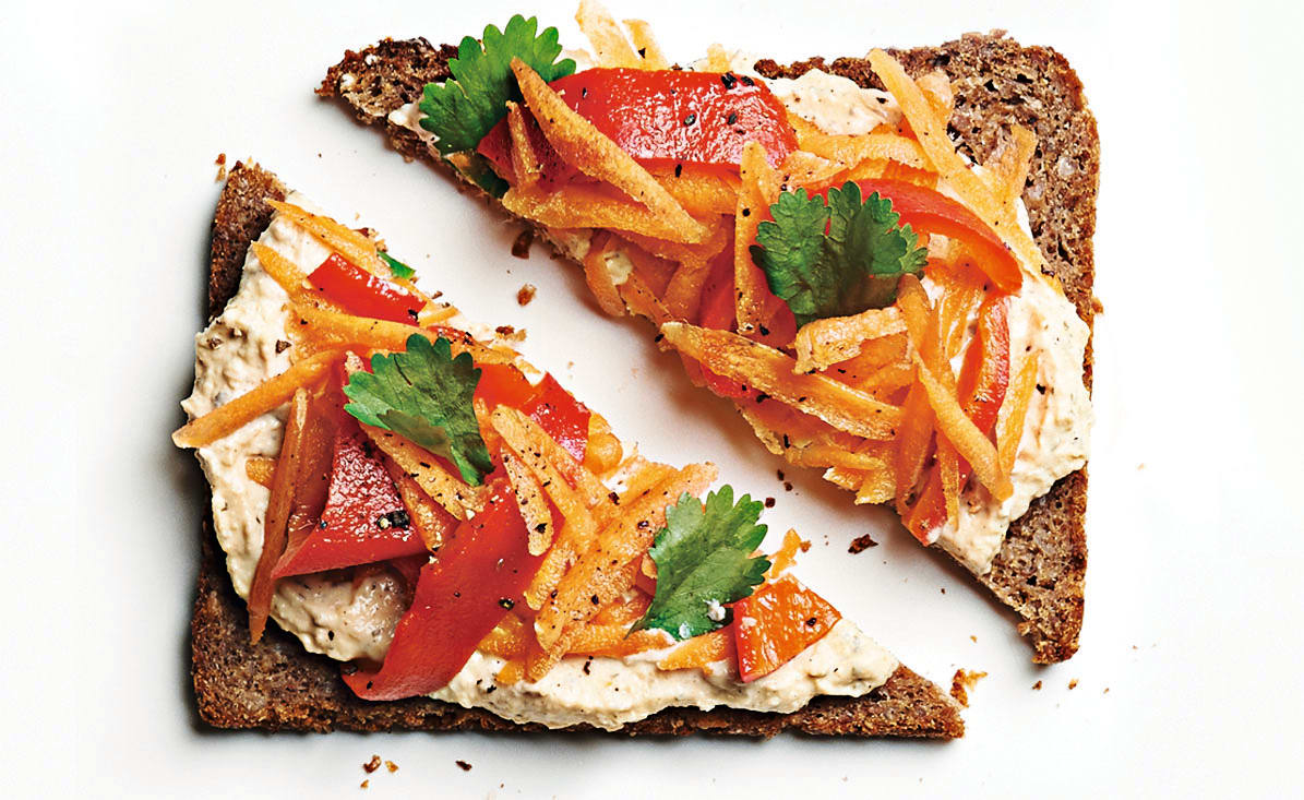 Photo of Spiced houmous, roasted red pepper & carrot sandwich by WW