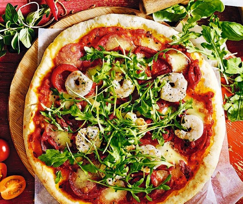 Photo of Quick salami, roasted pepper and prawn cheat's pizza by WW