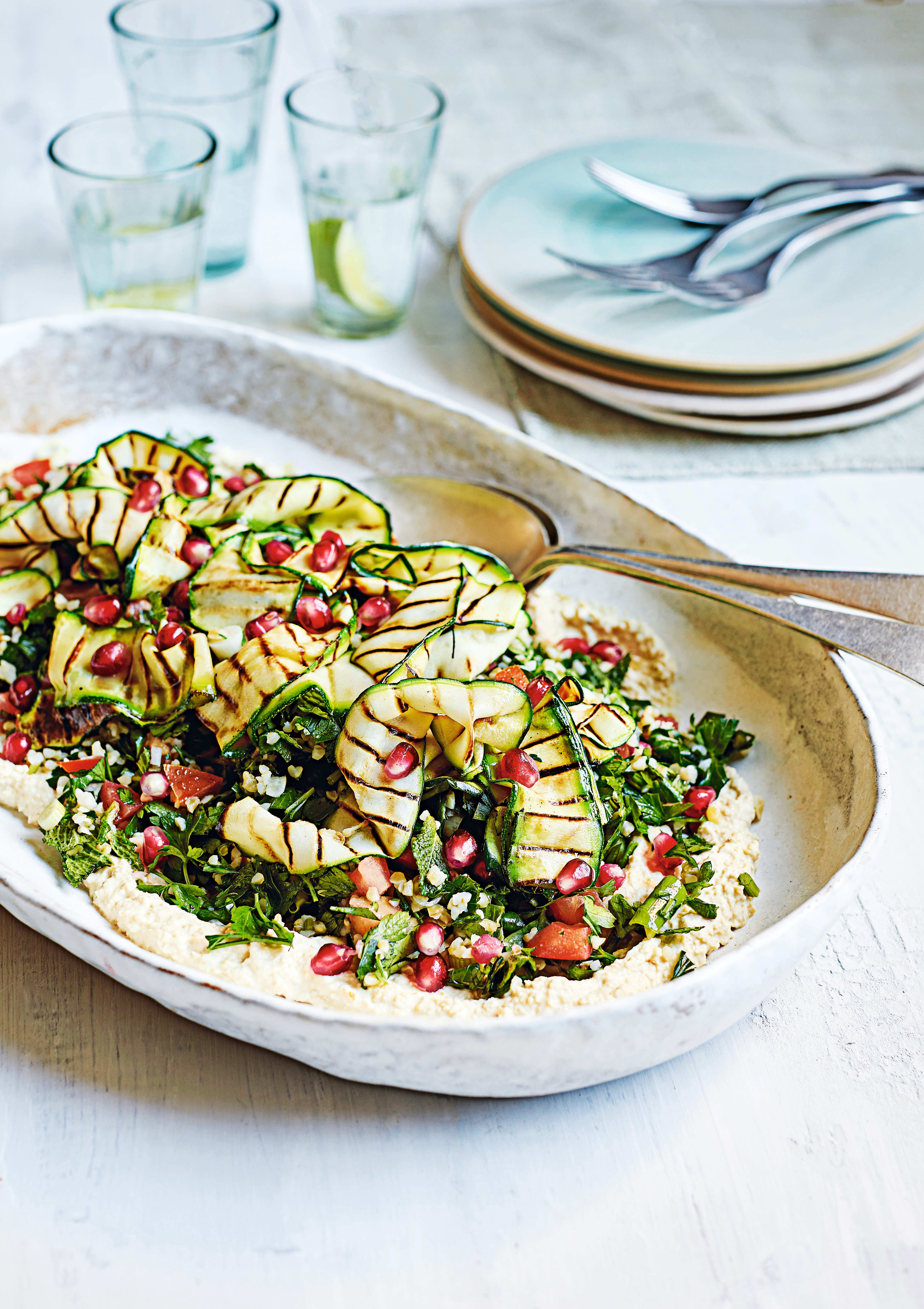 Photo of Bulgur wheat tabbouleh with roasted courgette & houmous by WW