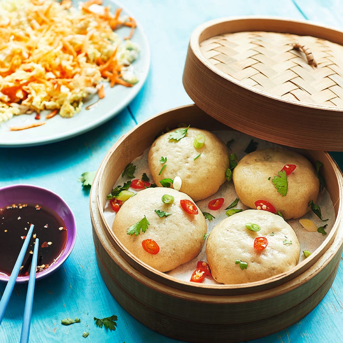 Photo of Steamed pork buns with spicy salad by WW