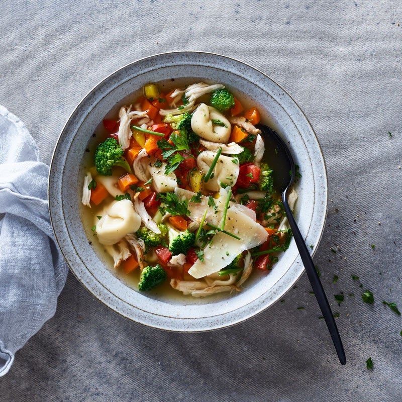 Photo of Chicken, broccoli & tortellini soup by WW