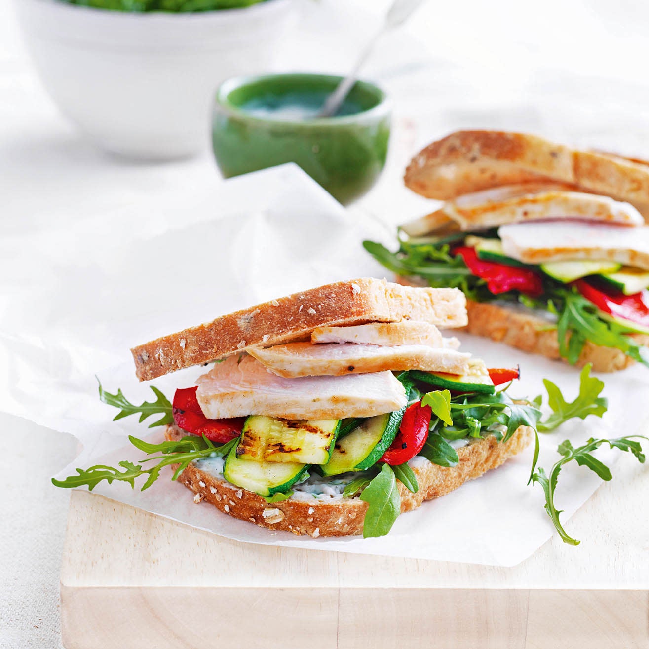 Photo of Chicken & griddled veg sandwich with basil mayo by WW