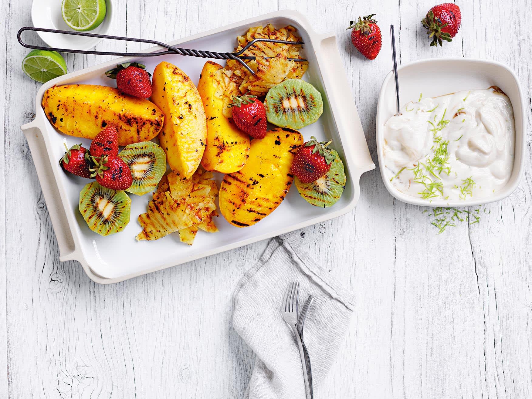 Photo of Grilled fruit salad with burnt sugar & lime yogurt by WW