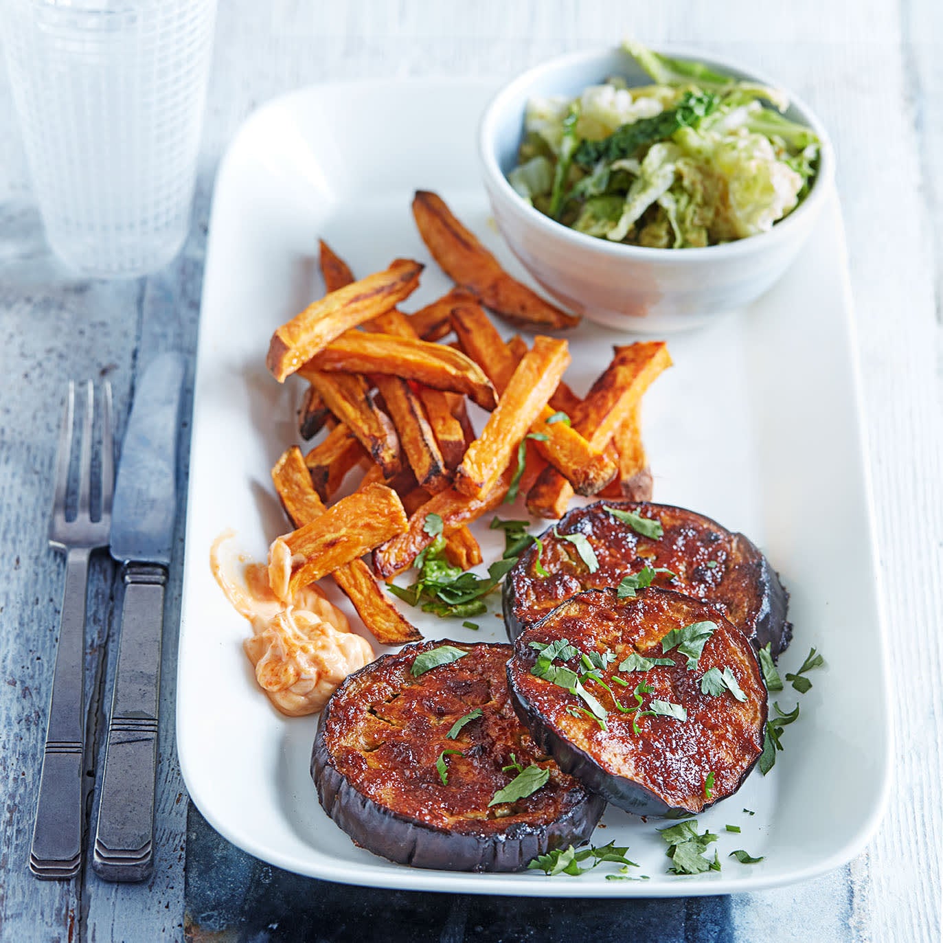 Photo of Miso aubergine steaks with chips by WW